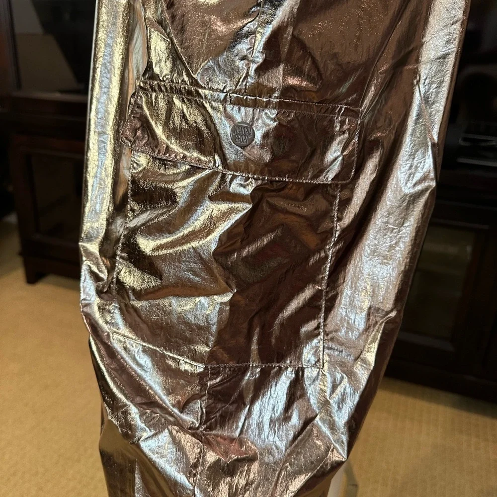 VICTORIA'S SECRET SPORT GOLD LAMÉ MC HAMMER VIBE CARGO LOUNGE JOGGERS SIZE LARGE - Picture 6 of 10